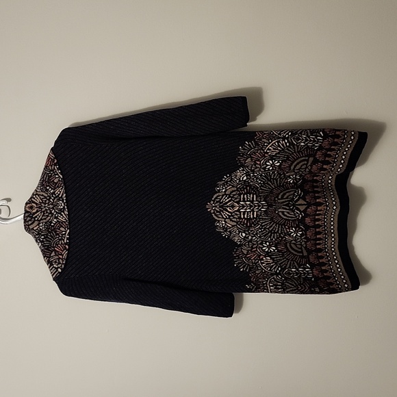 Moth cowl neck navy and multicolor print sweater dress 3/4 sleeve size xs - Picture 5 of 5